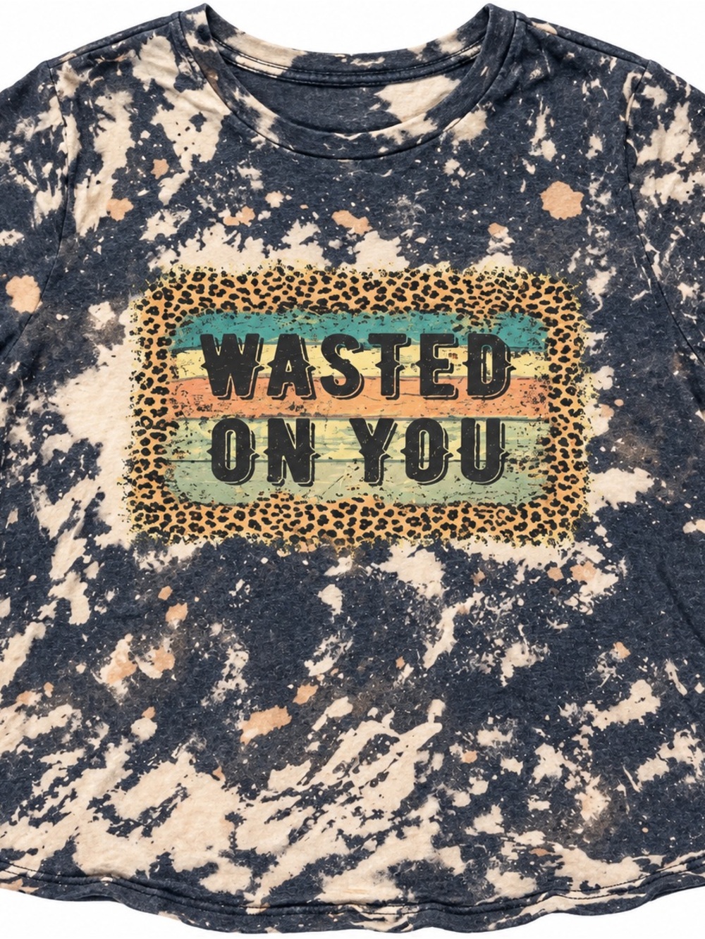 Wasted On You Tie-Dye Graphic Tee – Black & Cream